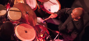 The Cuban hurricane himself, drummer Joaquin Nunez Hidaldo, holding down the groove at the Jazz Bistro.